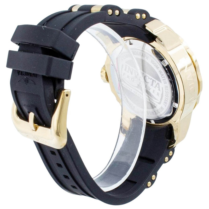 Invicta Pro Diver 6981 Black Polyurethane With Gold Tone Barrel Inserts With Buckle Clasp 